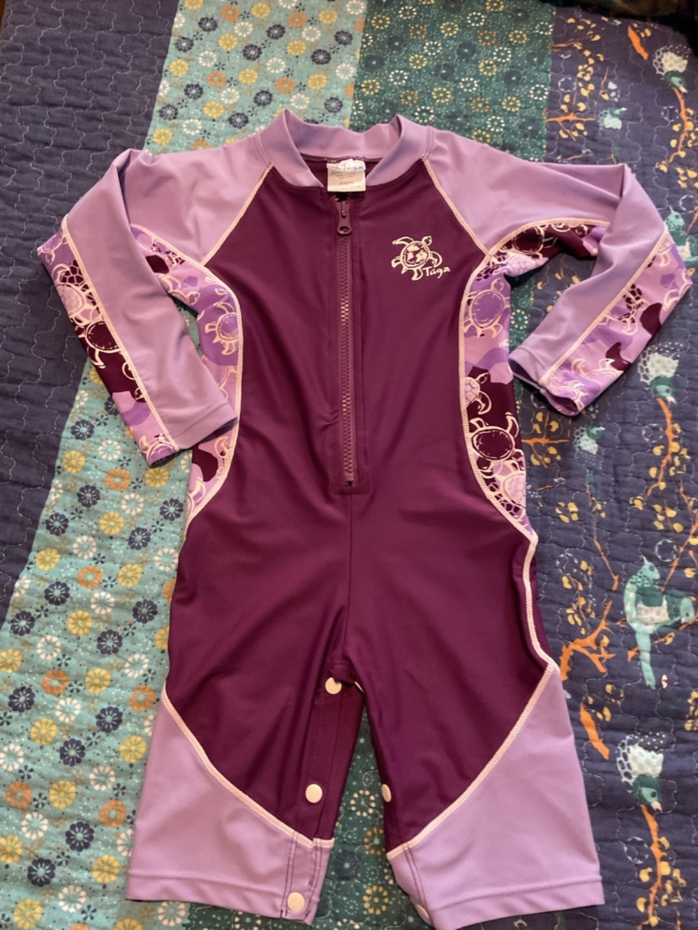 Tuga Sunsuits purple sea turtle swim sunsuit size 2T/3t